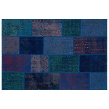 

Handmade Blue Vintage Overdyed Patchwork Area Rug 120x180 Cm-3'11''X5'11''