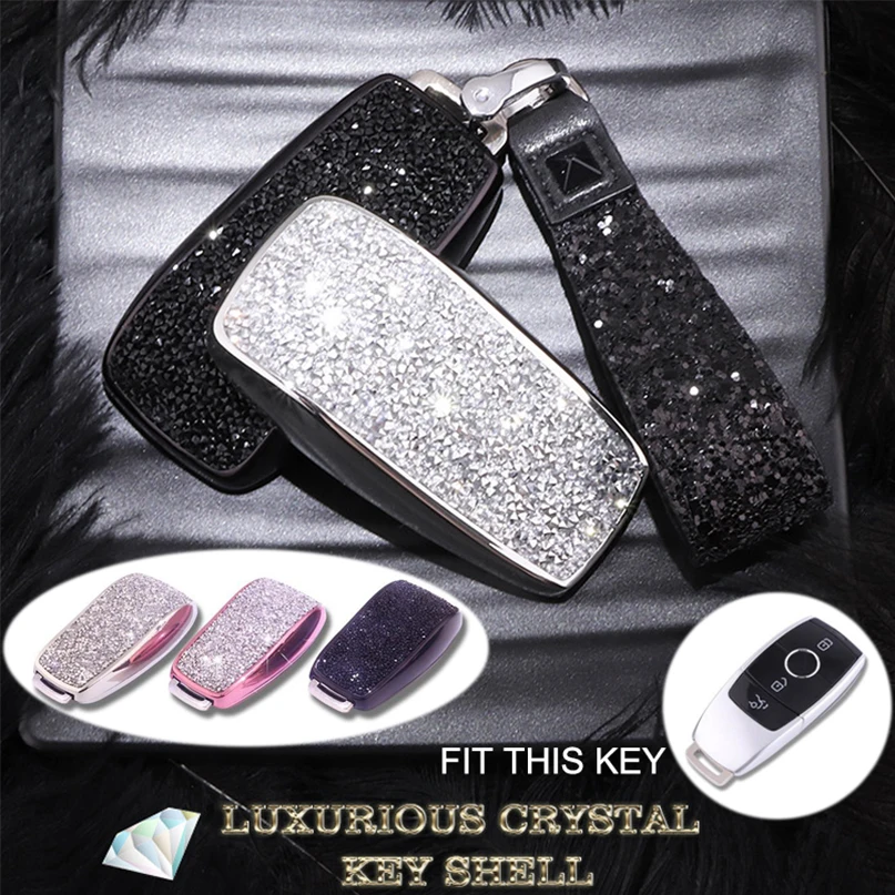 1Pc Car Key Chain Case Fob Cover Bag Holder With Bling Diamond Fit For Mercedes Benz | Автомобили и мотоциклы
