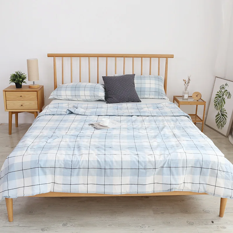 

Japanese Style Yarn Dyed Washing Cotton Spring And Autumn Quilt Pure Cotton Cotton-Washing Airable Cover Summer Thin Blanket