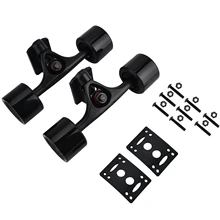 2Pcs/Set Skateboard Truck With Skate Wheel Riser Pad Bearing Hardware Accessory Installing Tool For Skateboard Black Shaft