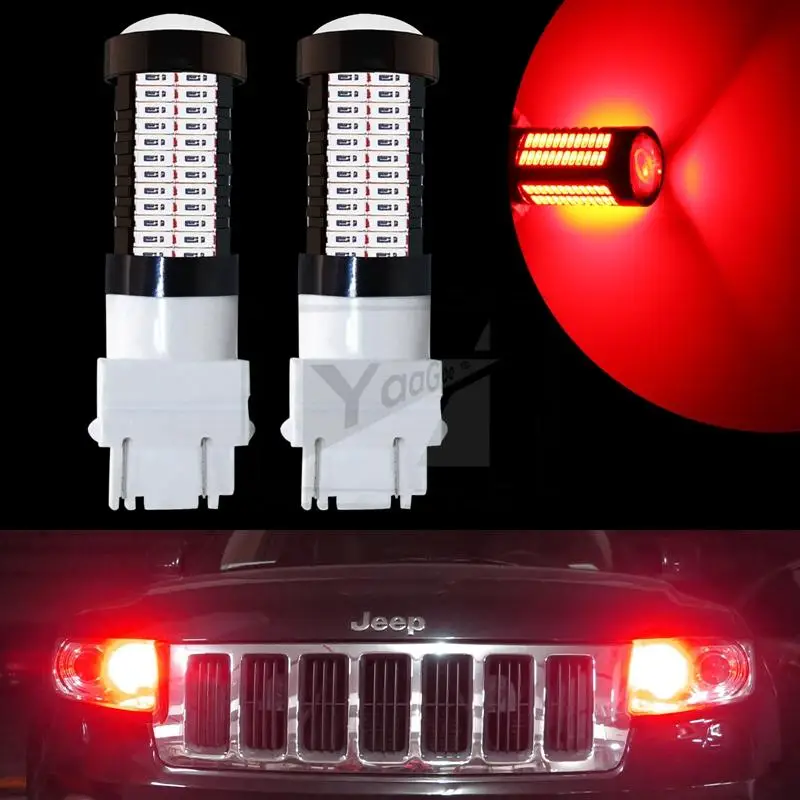YaaGoo прочный для дневных ходовых огней лампы Красный 106SMD 2pcs 3157 светодиодный светильник