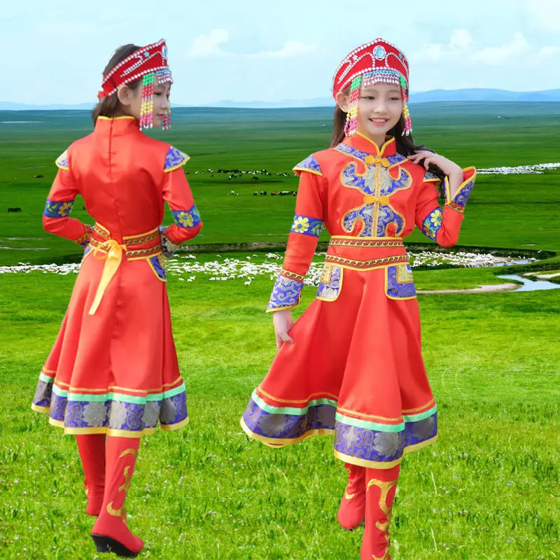 

[Girls Mongolia Costume] Chopsticks Dance Nation Performance Performance Wear CHILDREN'S Holiday Stage Clothing