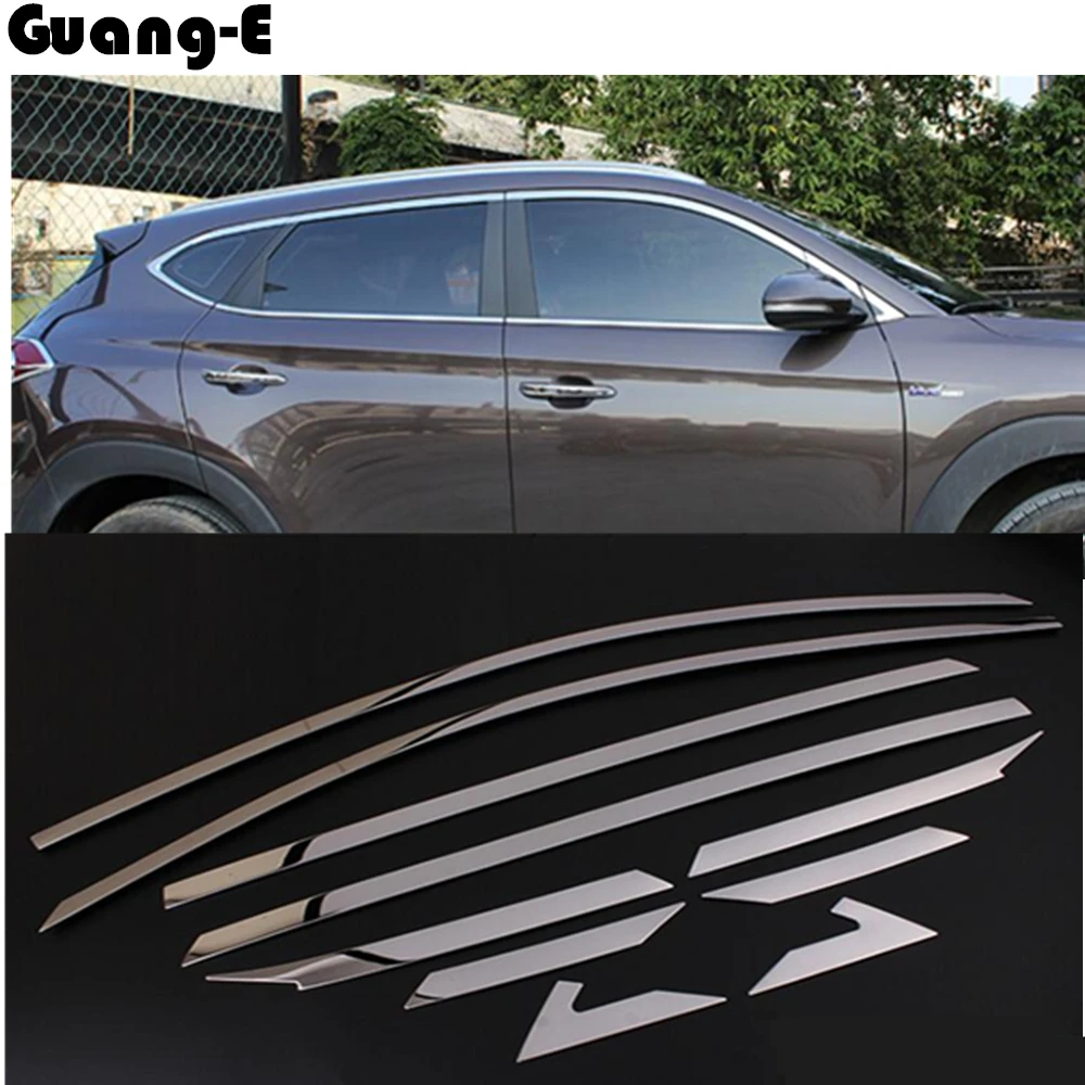 Для hyundai Tucson Автомобильная липучка из нержавеющей стали Стекло окно декоративная подушка средняя стойка полосы отделка панели 8 шт