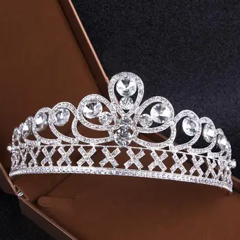 

Silver Color Crystal Tiaras Flower Crown Women Headbands Wedding Hair Jewelry Birthday Party Dress Tiara and Accessories