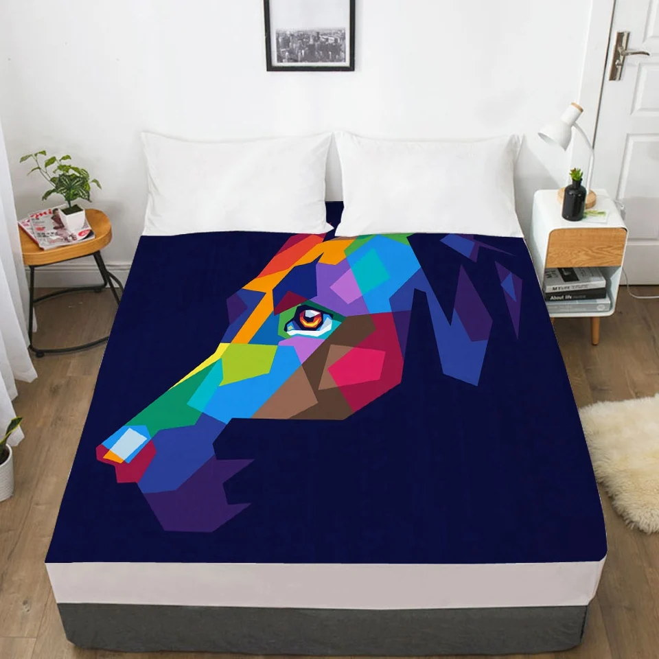 

3D Bed Sheet With Elastic Fitted Sheet Double Mattress Cover 135/150/180/200/160x200 Colorful dog Bedding Bedsheet