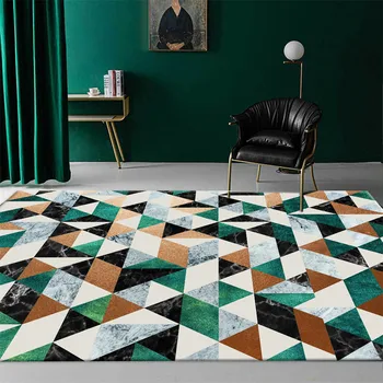 

Green Brown Geometric Color Block Carpet Living Room Nordic Doormat Marble Coffee Mat Rug Table Bedroom Rug Luxury Floor