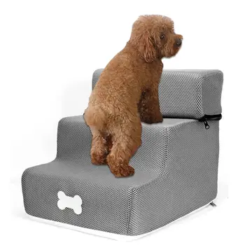 

Dog House Pet Stair 3 Steps Stairs for Small Dog Cat Pet Ramp Ladder Detachable Anti-slip Removable Washable Dogs Bed Stairs