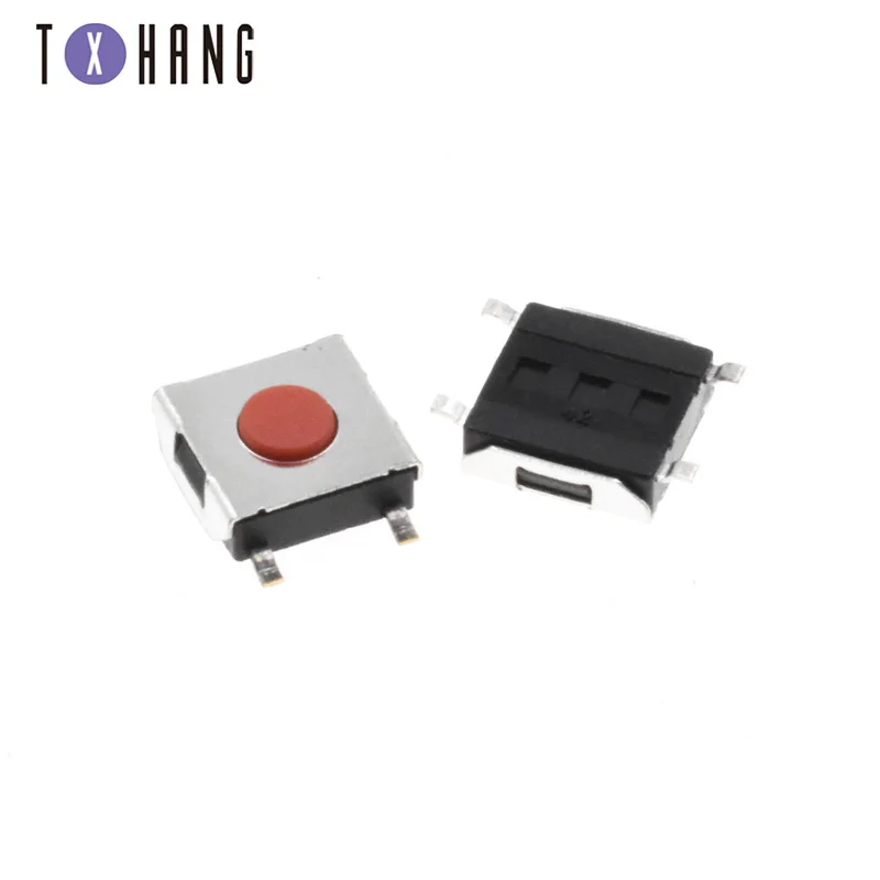 

100Pcs 6*6*2.5mm 6*6*2.5H Tact Reset Switch Red Button 4Pins SMD-4