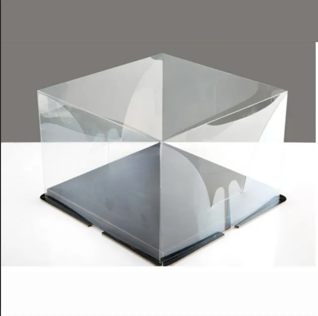 

PVC Baking Transparent Cube Favour Cake Box Wedding Party Sweet Candy Cake Box Food Transport Packing Gift Box Bottom