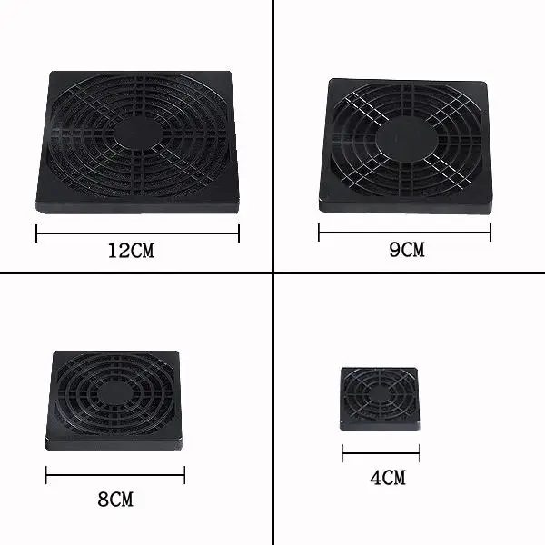 YCDC 4cm 8cm 9cm 12cm PC Computer Case Cover Dust Filter Anti-dust Dustproof Cover Case for PC Computer Fan Black
