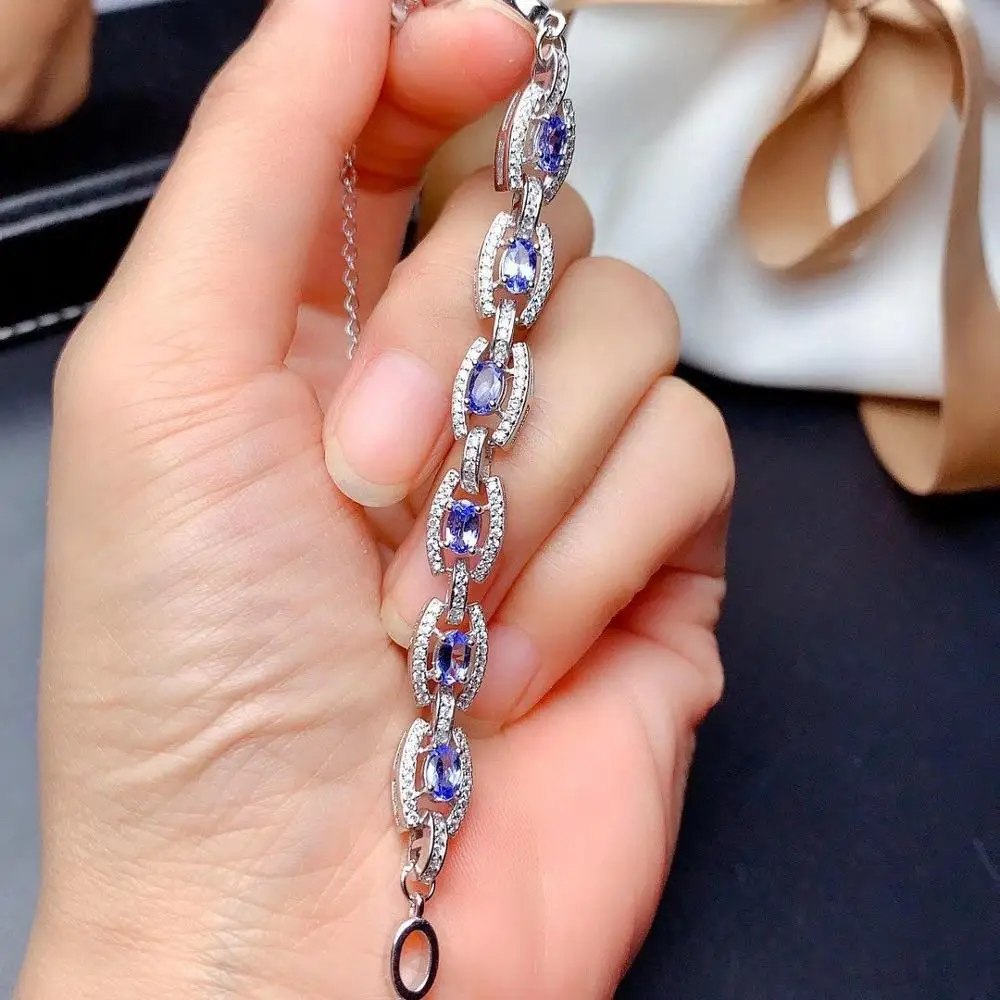 

Natural tanzanite bracelet, classic style, 925 silver, simple to wear, beautiful effect, luxurious style