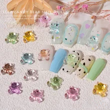 

24pcs cartoon bear Nail Jewelry ice transparent cute three-dimensional crystal jewelry nail decoration diamond candy bear