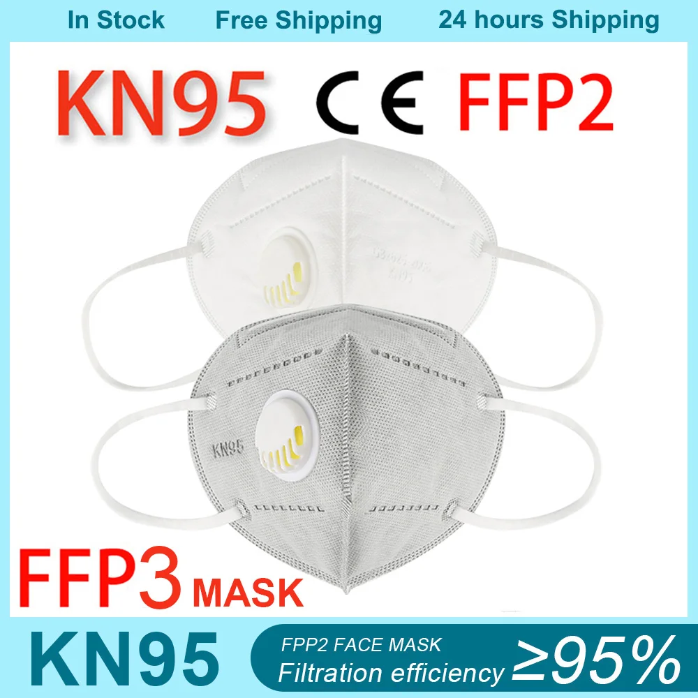 Mascarilla KN95 FFP2 FFP3 de 5 capas, Máscara protectora con válvula de respiración