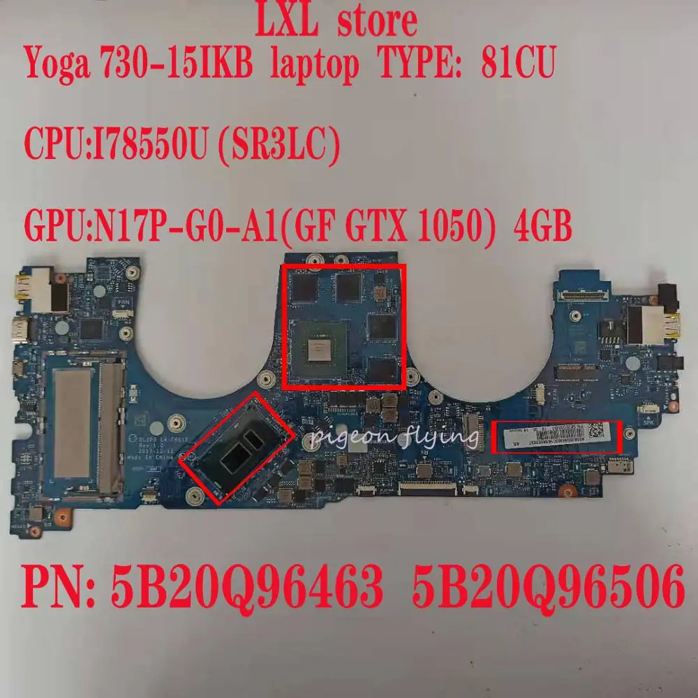 price reduction  Yoga 730-15IKB motherboard Mainboard for lenovo ideapad laptop 81CU DLZP5 LA-F661P CPU:I7-8550U GPU