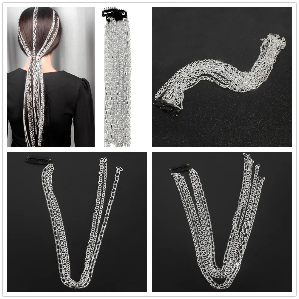 

Wig Extension Chain Silver Plating No Fading Best Selling Headwear Head Chain BB Clip Hair Chain Punk Hair Pins Hair Accessories