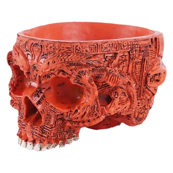 

1 PC Skull Flower Pot SkullHead Creative Resin Artistic Bonsai Pots Halloween Decor Craft Ornaments Succulents Plants Holder for