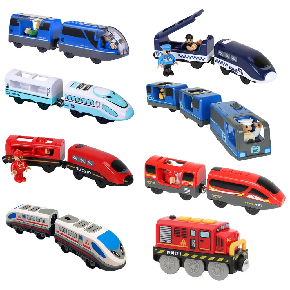 Buen valor Locomotora magnéticamente eléctrico conectado tren pequeño magnético riel de juguete Compatible con pista de madera regalo para niños 0BJkJpr9g