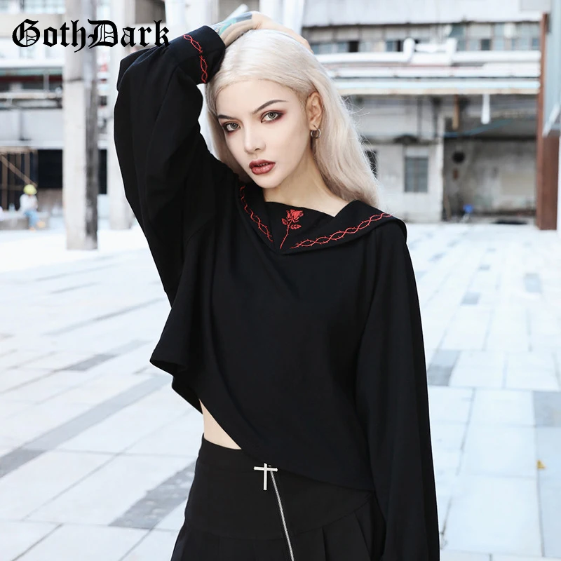 Женский Свободный свитшот Goth Dark винтажный в стиле Харадзюку худи готическом с