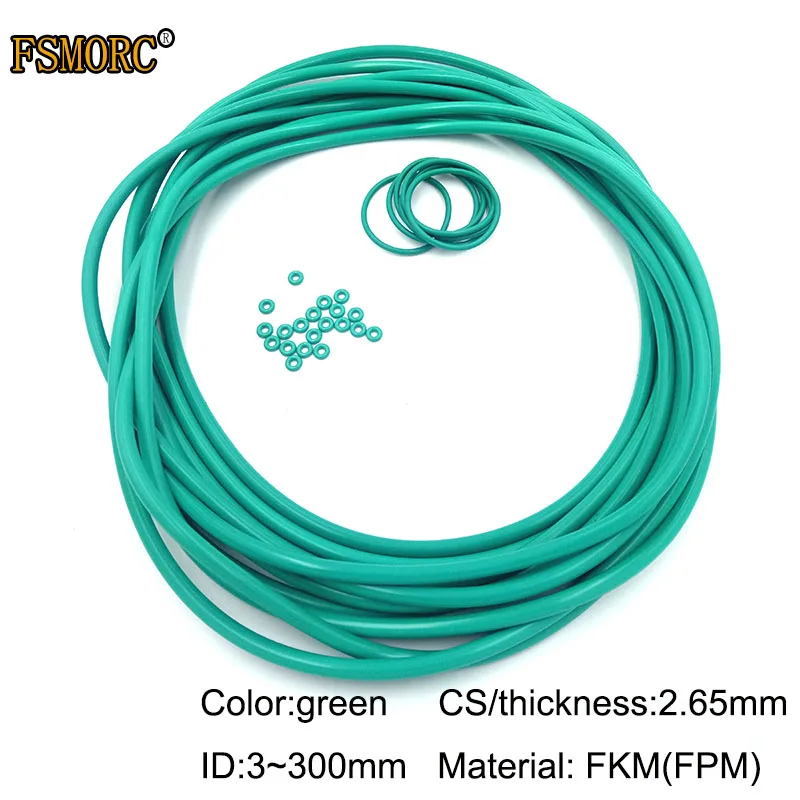 

Green FKM o rings ID3mm~300mm*2.65mm thickness/CS Oil resistant acid and alkali resistant sealing Gasket FPM o-ring