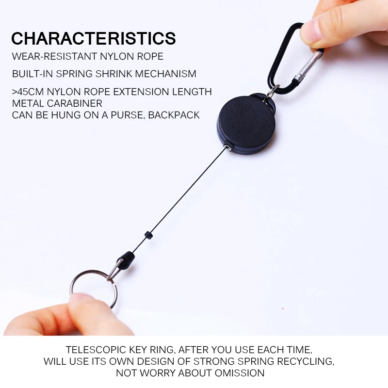 

Rope Key Ring Retractable Camping Keychain Telescopic Anti-lost Key Holder Security Tools Outdoor Elastic Retractable key chain