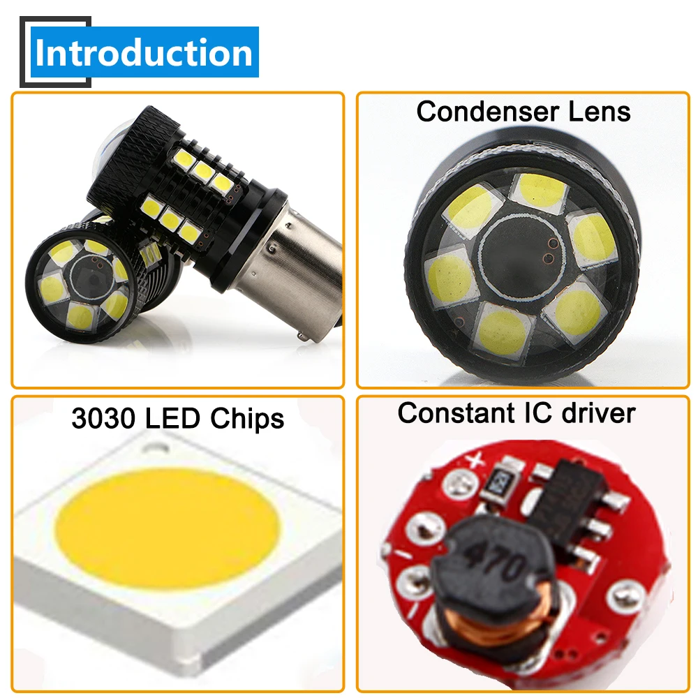 50 шт 12В 24В Белый 3030 21 SMD P21W 1156 BA15S светодиодные лампы 720LM BAU15S 1157 3157 7443 резервного копирования, задних фонарей, фонарей указателей повтора и Автомобильные стояночные огни индикатор