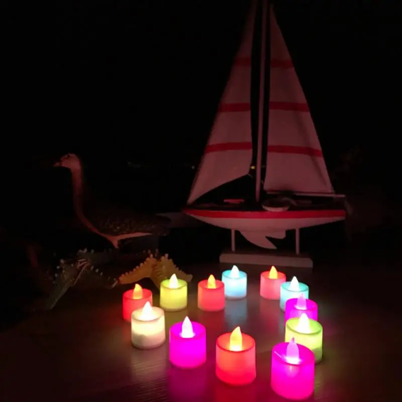 Lâmpada de led com bateria multicolorida, velas led com pilhas multicoloridas, luz de chá, decoração para casamento, aniversário, festa, acessórios de velas