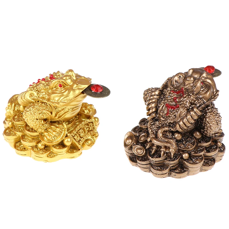 Chinese Golden Frog Toad Coin Feng Shui LUCKY Fortune Wealth Home Office Decoration Tabletop Ornaments Lucky Gifts