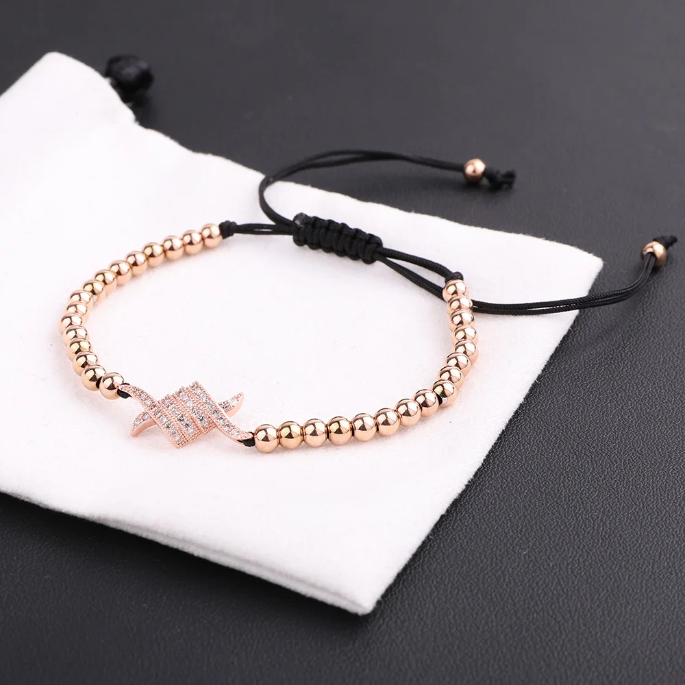 Jaravvi High Quality CZ Micro Pave Barbed Wire Stainless Steel Beads Cord Braided Macrame Friendship Bracelet Men Jewelry Gift - Image 3