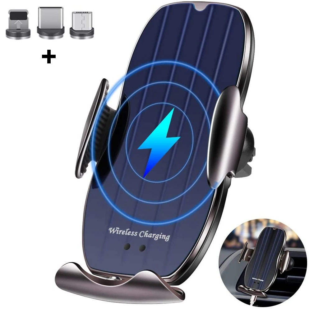Automatic 15W Fast Car Wireless Charger for Samsung S20 S10 iPhone 12 11 XS XR 8 Magnetic USB Infrared Sensor Phone Holder Mount