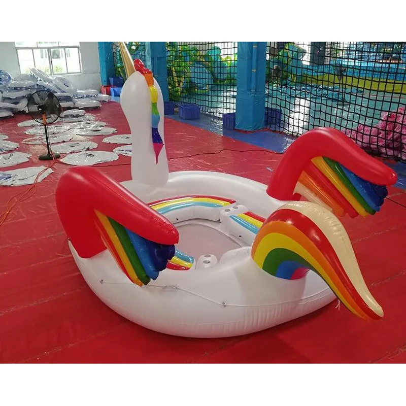 450cm Inflatable Unicorn Pool Float Island Blow Up Summer Beach Swimming Party Lounge Raft Ride On Toys Kids Adults 2
