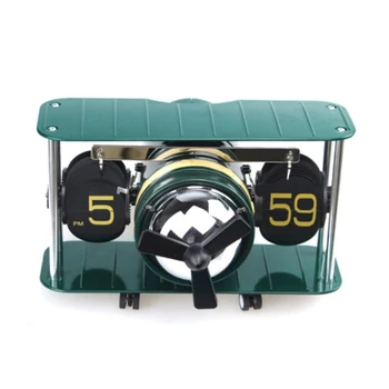 

Airplane Turning Clock Gear Operation Clock Retro Aircraft Propeller Automatic Balance Flip Quartz Clock Green Metal + Pvc + Abs