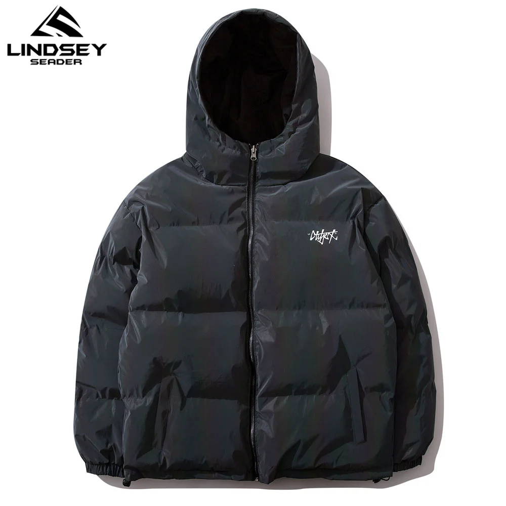 

LINDSEY SEADER Men's Winter Warm Jacket Coat Grey Reflection Heated Padded Puffer Jacket Oversize Zipper Parka Men's Clothing