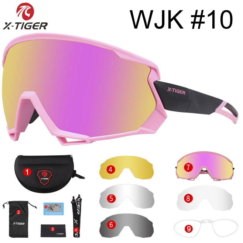 X-TIGER Wind Cycling Glasses 5 Lens Polarized Outdoor Sport Bicycle Glasses MTB Mountain Bike Sunglasses Goggles Cycling Eyewear - Цвет: Colors 10