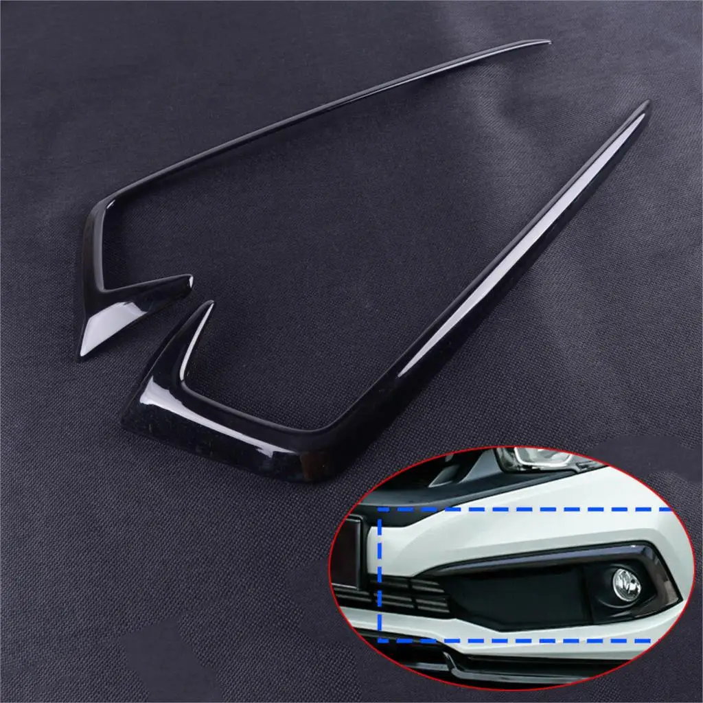 

DWCX 2PCS 3D Sticker ABS Gloss Black Front Fog Light Lamp Hood Eyebrow Cover Trim Mouldings Fit For Honda Civic 2019 2020