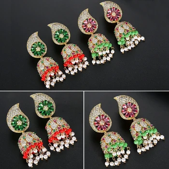 

Vintage Court Wind Bell Earrings Indian Female Pearl Tassel Bollywood Jhumka Jhumki Earrings Jewelry New Party Accessory