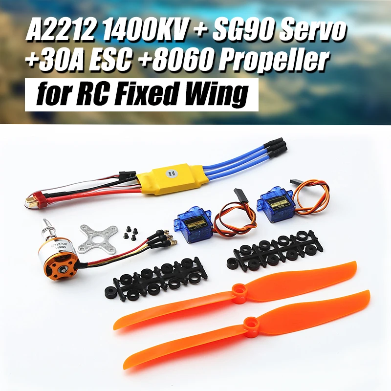 

A2212 2212 1400KV Brushless Motor 30A ESC Motor Mount 8060 Propeller SG90 9G Micro Servo set For RC Fixed Wing Plane Helicopter