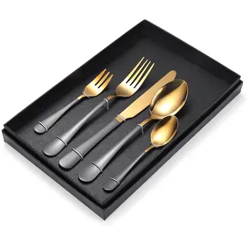 

5 PCS Stainless Steel Dinner Set Tableware Cutlery Dinnerware Spoon Knife Fork Kitchen Accessories Tools