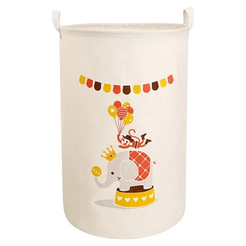 

Cartoon Storage Barrel Cotton Linen Folding Laundry Basket Home Toys Sundries Storage Basket