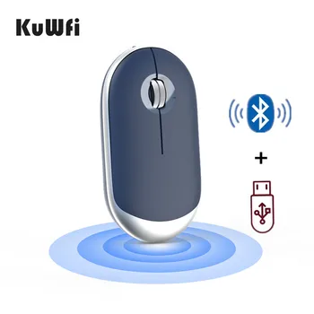 

KuWFi Wireless Computer Mouse Bluetooth+2.4Ghz Wireless Mice Wireless Dual Mode 2 In 1 Mouse Portable Optical Mice for PC