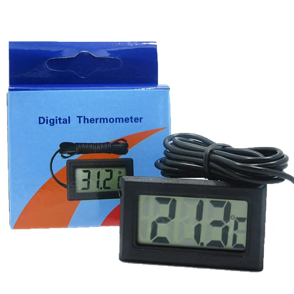 LCD Digital Thermometer With Battery Freezer Mini Thermometer Indoor  Outdoor Electronic Thermometer With Sensor - AliExpress