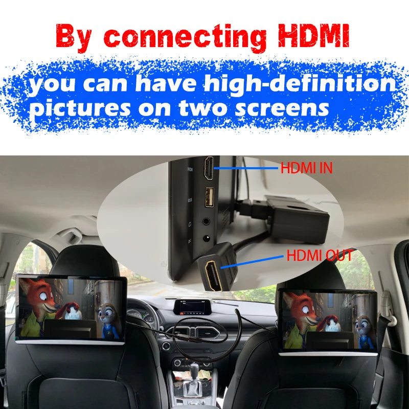 US $238.30 133 Inch Android 90 Car Headrest Monitor Same Screen 4k 1080p