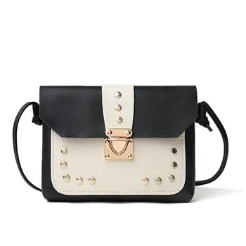 

PinShang Women Small Satchel Rivet Metal Lock Buckle PU Leather Single Strap Cross-body Bag