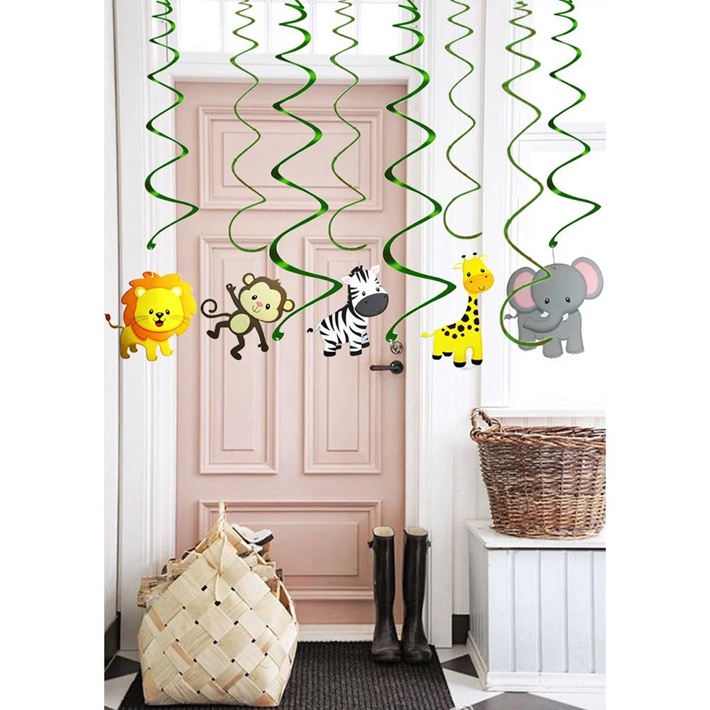 

30PCS Jungle Animals Hanging Swirl Pendant Forest Theme Birthday Party Baby Shower Festival Ceiling Hanging Decoration Supplies