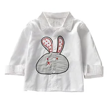 Детская белая рубашка для маленьких девочек, топы, Повседневная Блузка с длинными рукавами и вышивкой с героями мультфильмов, рубашки, От 1 до 6 лет, Новинка