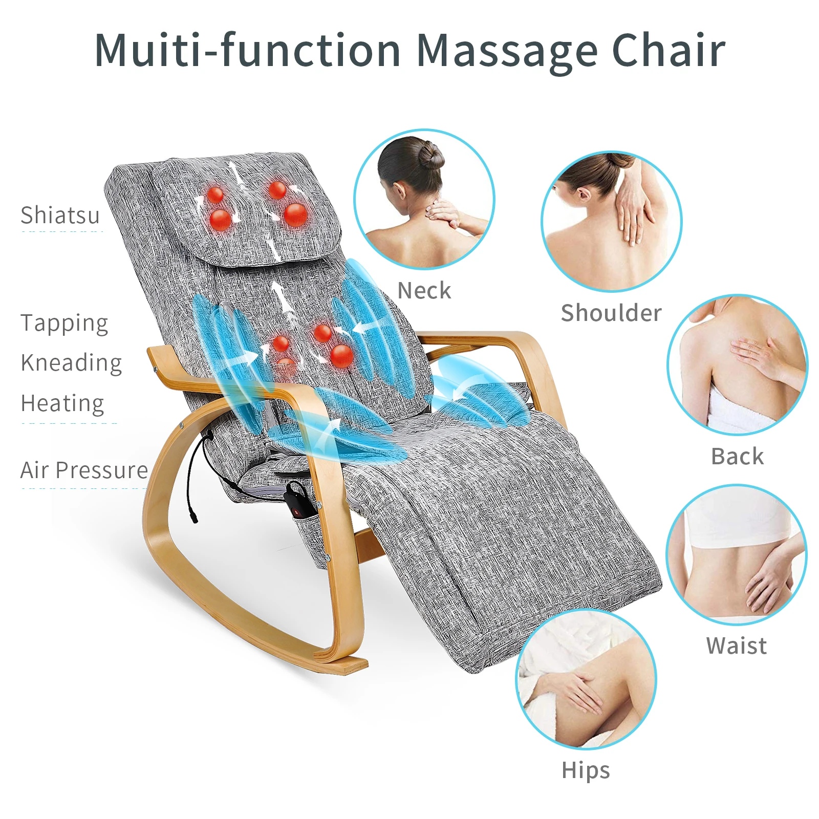Furgle Massage Chair 3D Shiatsu Massage Recliner 8 Modes Full Body Massage Rocking Chair Break Lounge Chair