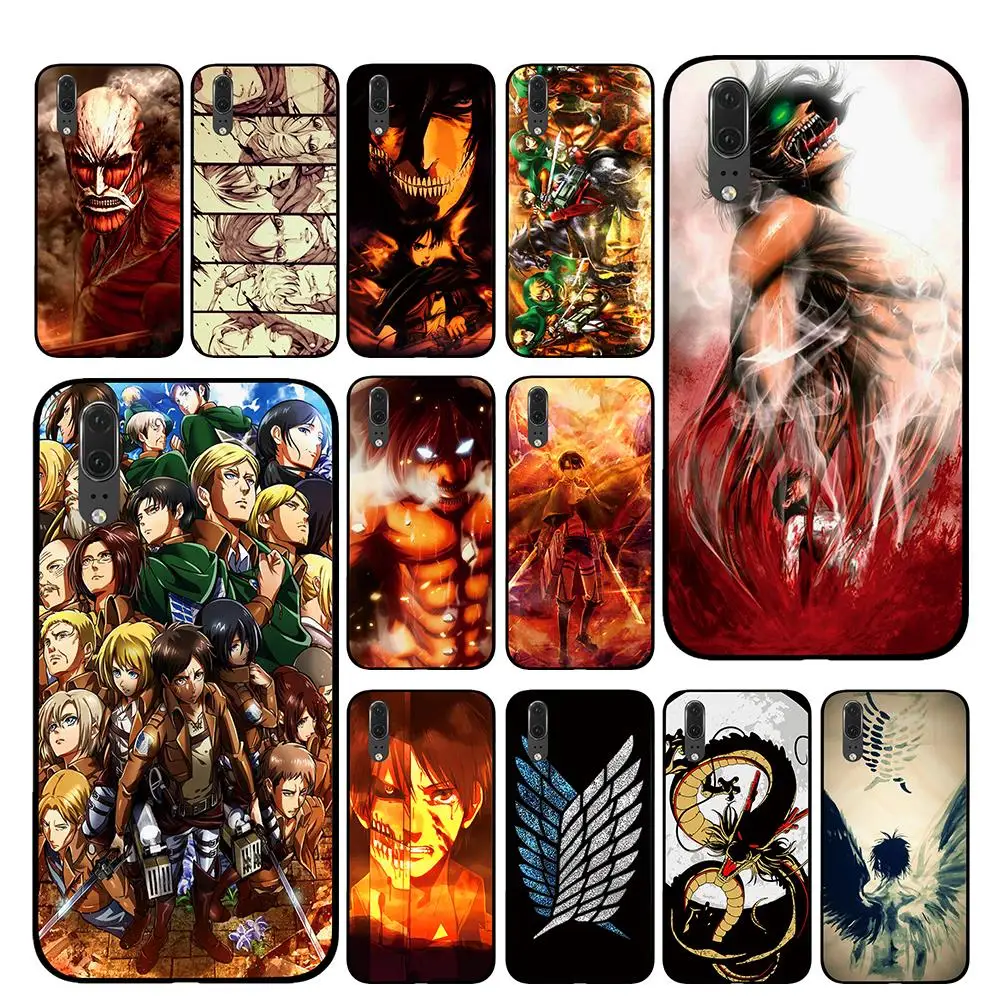 

Attack On Titan Anime Black Phone Case for Huawei P30 P20 Mate 10 20 Pro Lite Nova 3 4 3i Cover