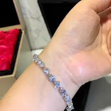 Мода 925 стерлингового серебра кубического циркония теннисный браслет для женщин cz цирконовое колечко цепи ювелирные изделия популярные свадебные украшения