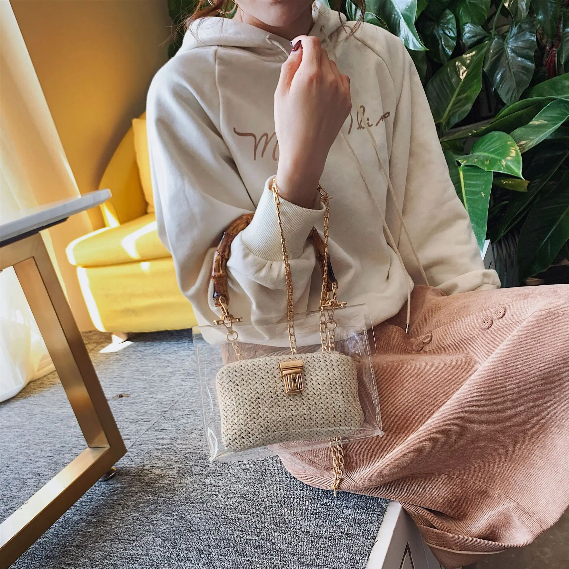 

Fashion Jelly Bag Girls Summer 2019 New Chain Waterproof and Transparent Bag One Shoulder Bag Mom Bag Fashion Bag