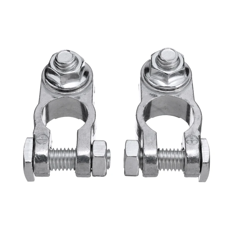 Mayitr 2pcs Zinc alloy Car Battery Terminals Heavy Duty Cable Connector Clamp Positive Negative For Caravan Van Motorhome Boat