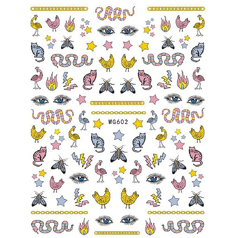 10PCS Brand Snake Sun Eagle Nail Art Sticker Color Eye of the World Nail Art Decoration Repair Decal Slider